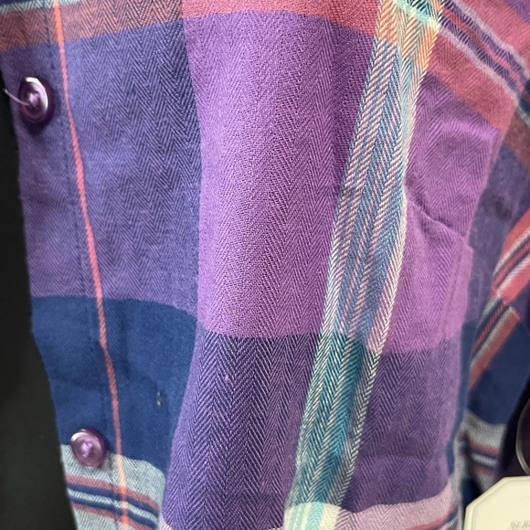 St. John's Bay Purple Plaid Button Down Shirt - Picture 3 of 7